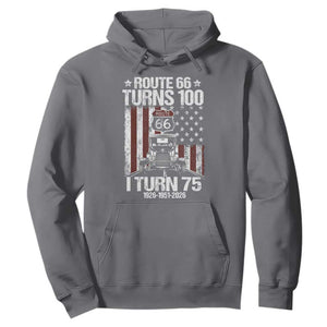 Route Highway 66 Turns 100 I Turn 75 Hoodie Vintage 1951 America Road Sign America Antique Car Lover 75th Birthday Gift