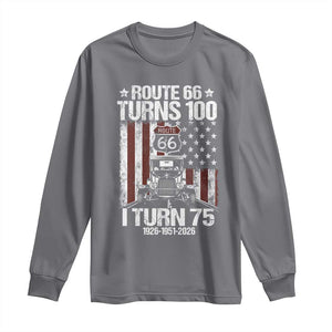 Route Highway 66 Turns 100 I Turn 75 Long Sleeve Shirt Vintage 1951 America Road Sign America Antique Car Lover 75th Birthday Gift