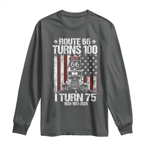 Route Highway 66 Turns 100 I Turn 75 Long Sleeve Shirt Vintage 1951 America Road Sign America Antique Car Lover 75th Birthday Gift