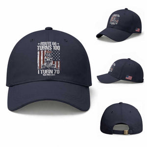 Route Highway 66 Turns 100 I Turn 70 Baseball Cap Vintage 1956 America Road Sign America Antique Car Lover 70th Birthday Gift