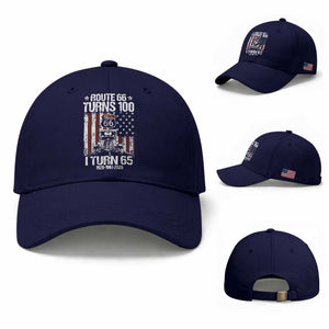 Route Highway 66 Turns 100 I Turn 65 Baseball Cap Vintage 1961 America Road Sign America Antique Car Lover 65th Birthday Gift