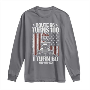 Route Highway 66 Turns 100 I Turn 60 Long Sleeve Shirt Vintage 1966 America Road Sign America Antique Car Lover 60th Birthday Gift