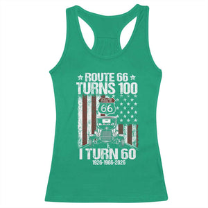 Route Highway 66 Turns 100 I Turn 60 Racerback Tank Top Vintage 1966 America Road Sign America Antique Car Lover 60th Birthday Gift