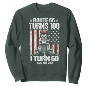 Route Highway 66 Turns 100 I Turn 60 Sweatshirt Vintage 1966 America Road Sign America Antique Car Lover 60th Birthday Gift