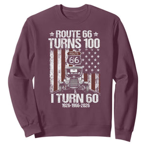 Route Highway 66 Turns 100 I Turn 60 Sweatshirt Vintage 1966 America Road Sign America Antique Car Lover 60th Birthday Gift