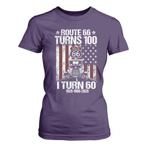 Route Highway 66 Turns 100 I Turn 60 T Shirt For Women Vintage 1966 America Road Sign America Antique Car Lover 60th Birthday Gift
