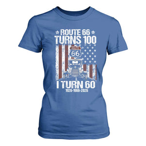Route Highway 66 Turns 100 I Turn 60 T Shirt For Women Vintage 1966 America Road Sign America Antique Car Lover 60th Birthday Gift