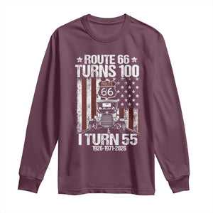 Route Highway 66 Turns 100 I Turn 55 Long Sleeve Shirt Vintage 1971 America Road Sign America Antique Car Lover 55th Birthday Gift