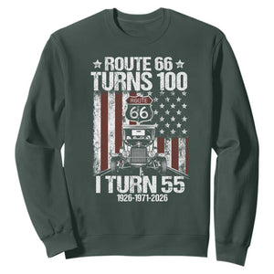 Route Highway 66 Turns 100 I Turn 55 Sweatshirt Vintage 1971 America Road Sign America Antique Car Lover 55th Birthday Gift