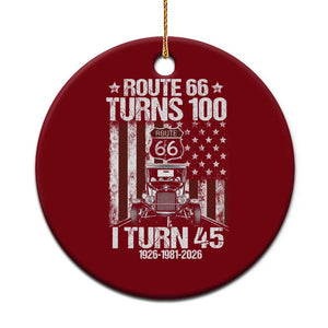 Route Highway 66 Turns 100 I Turn 45 Ceramic Ornament Vintage 1981 America Road Sign America Antique Car Lover 45th Birthday Gift