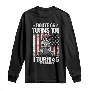 Route Highway 66 Turns 100 I Turn 45 Long Sleeve Shirt Vintage 1981 America Road Sign America Antique Car Lover 45th Birthday Gift