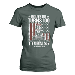 Route Highway 66 Turns 100 I Turn 45 T Shirt For Women Vintage 1981 America Road Sign America Antique Car Lover 45th Birthday Gift