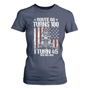 Route Highway 66 Turns 100 I Turn 45 T Shirt For Women Vintage 1981 America Road Sign America Antique Car Lover 45th Birthday Gift