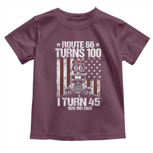 Route Highway 66 Turns 100 I Turn 45 Toddler T Shirt Vintage 1981 America Road Sign America Antique Car Lover 45th Birthday Gift