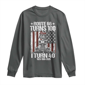 Route Highway 66 Turns 100 I Turn 40 Long Sleeve Shirt Vintage 1986 America Road Sign America Antique Car Lover 40th Birthday Gift