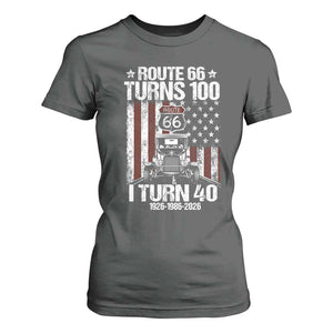 Route Highway 66 Turns 100 I Turn 40 T Shirt For Women Vintage 1986 America Road Sign America Antique Car Lover 40th Birthday Gift