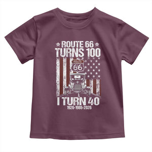 Route Highway 66 Turns 100 I Turn 40 Toddler T Shirt Vintage 1986 America Road Sign America Antique Car Lover 40th Birthday Gift
