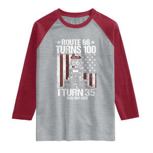 Route Highway 66 Turns 100 I Turn 35 Raglan Shirt Vintage 1991 America Road Sign America Antique Car Lover 35th Birthday Gift