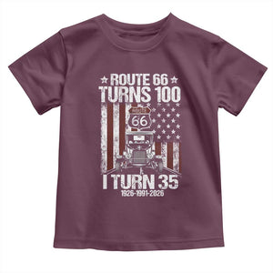 Route Highway 66 Turns 100 I Turn 35 Toddler T Shirt Vintage 1991 America Road Sign America Antique Car Lover 35th Birthday Gift