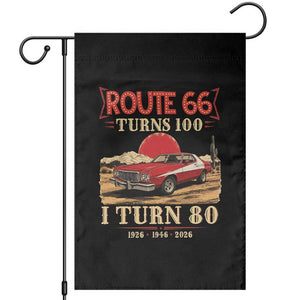 Route Highway 66 Turns 100 I Turn 80 Garden Flag Vintage 1946 Road Sign 80th Birthday Muscle Car Lover Gift