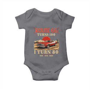 Route Highway 66 Turns 100 I Turn 80 Baby Onesie Vintage 1946 Road Sign 80th Birthday Muscle Car Lover Gift