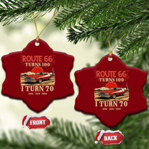 Route Highway 66 Turns 100 I Turn 70 Ceramic Ornament Vintage 1956 Road Sign 70th Birthday Muscle Car Lover Gift