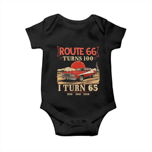 Route Highway 66 Turns 100 I Turn 65 Baby Onesie Vintage 1961 Road Sign 65th Birthday Muscle Car Lover Gift