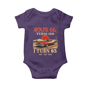 Route Highway 66 Turns 100 I Turn 65 Baby Onesie Vintage 1961 Road Sign 65th Birthday Muscle Car Lover Gift