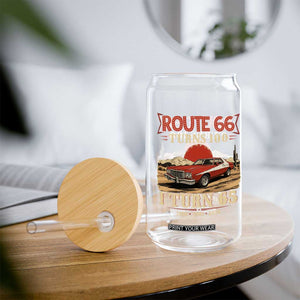 Route Highway 66 Turns 100 I Turn 65 Glass Can Vintage 1961 Road Sign 65th Birthday Muscle Car Lover Gift