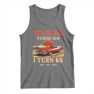 Route Highway 66 Turns 100 I Turn 65 Tank Top Vintage 1961 Road Sign 65th Birthday Muscle Car Lover Gift