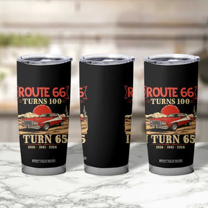 Route Highway 66 Turns 100 I Turn 65 Tumbler Cup Vintage 1961 Road Sign 65th Birthday Muscle Car Lover Gift
