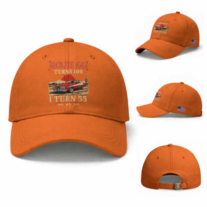 Route Highway 66 Turns 100 I Turn 55 Baseball Cap Vintage 1971 Road Sign 55th Birthday Muscle Car Lover Gift