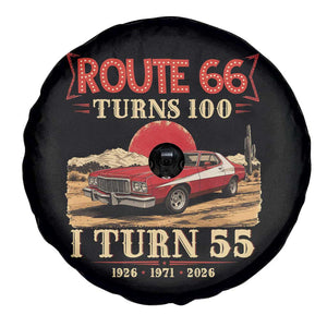 Route Highway 66 Turns 100 I Turn 55 Spare Tire Cover Vintage 1971 Road Sign 55th Birthday Muscle Car Lover Gift