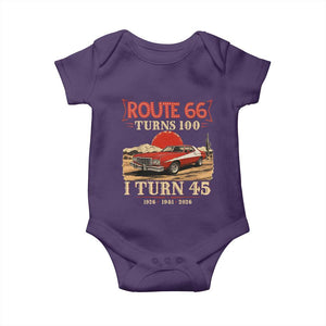 Route Highway 66 Turns 100 I Turn 45 Baby Onesie Vintage 1981 Road Sign 45th Birthday Muscle Car Lover Gift