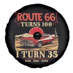 Route Highway 66 Turns 100 I Turn 35 Spare Tire Cover Vintage 1991 Road Sign 35th Birthday Muscle Car Lover Gift