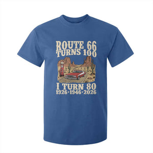 Route Highway 66 Turns 100 I Turn 80 T Shirt For Kid Vintage 1946 Road Sign American Muscle Car Lover 80th Birthday Gift