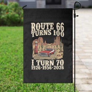 Route Highway 66 Turns 100 I Turn 70 Garden Flag Vintage 1956 Road Sign American Muscle Car Lover 70th Birthday Gift