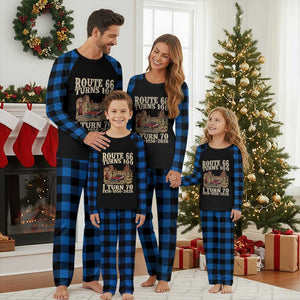Route Highway 66 Turns 100 I Turn 70 Plaid Pajama Set Vintage 1956 Road Sign American Muscle Car Lover 70th Birthday Gift