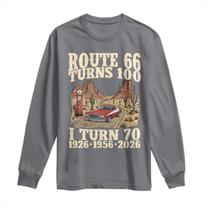 Route Highway 66 Turns 100 I Turn 70 Long Sleeve Shirt Vintage 1956 Road Sign American Muscle Car Lover 70th Birthday Gift