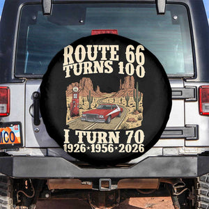 Route Highway 66 Turns 100 I Turn 70 Spare Tire Cover Vintage 1956 Road Sign American Muscle Car Lover 70th Birthday Gift