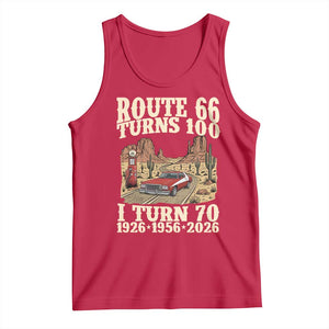 Route Highway 66 Turns 100 I Turn 70 Tank Top Vintage 1956 Road Sign American Muscle Car Lover 70th Birthday Gift