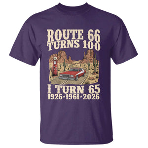 Route Highway 66 Turns 100 I Turn 65 T Shirt Vintage 1961 Road Sign American Muscle Car Lover 65th Birthday Gift