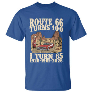 Route Highway 66 Turns 100 I Turn 65 T Shirt Vintage 1961 Road Sign American Muscle Car Lover 65th Birthday Gift
