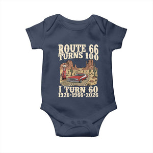 Route Highway 66 Turns 100 I Turn 60 Baby Onesie Vintage 1966 Road Sign American Muscle Car Lover 60th Birthday Gift