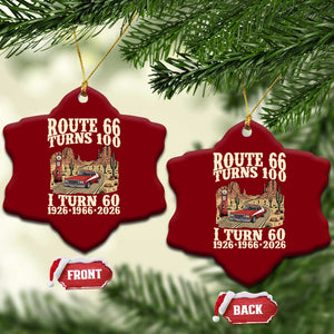 Route Highway 66 Turns 100 I Turn 60 Ceramic Ornament Vintage 1966 Road Sign American Muscle Car Lover 60th Birthday Gift