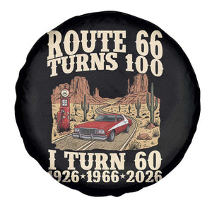 Route Highway 66 Turns 100 I Turn 60 Spare Tire Cover Vintage 1966 Road Sign American Muscle Car Lover 60th Birthday Gift