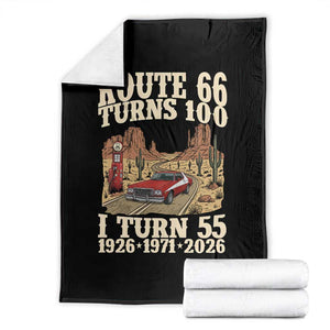 Route Highway 66 Turns 100 I Turn 55 Throw Blanket Vintage 1971 Road Sign American Muscle Car Lover 55th Birthday Gift