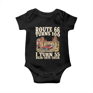 Route Highway 66 Turns 100 I Turn 55 Baby Onesie Vintage 1971 Road Sign American Muscle Car Lover 55th Birthday Gift