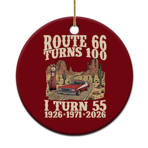 Route Highway 66 Turns 100 I Turn 55 Ceramic Ornament Vintage 1971 Road Sign American Muscle Car Lover 55th Birthday Gift