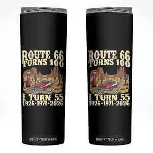 Route Highway 66 Turns 100 I Turn 55 Skinny Tumbler Vintage 1971 Road Sign American Muscle Car Lover 55th Birthday Gift